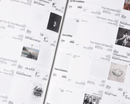 Megan Adé, 2017: Zoom in auf eine Doppelseite aus dem Buch Personal Record Collection, welches als Abschlussprojekt and der Hochschule für Gestaltung und Kunst Basel entsatnden ist. Die Doppelseite zeigt den typografischen Index. 